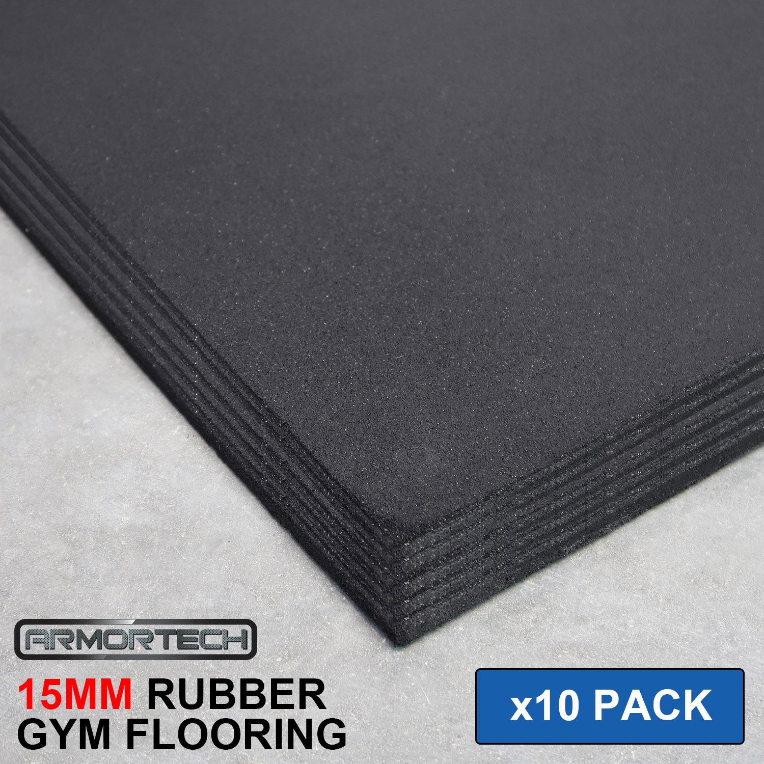 Black 15mm Commercial Rubber Flooring 10 Pack