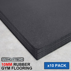 Armortech 10 Pack - Black 10mm Rubber Gym Flooring Mats