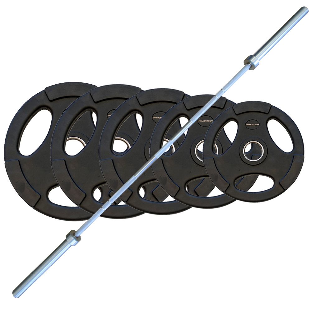 120KG Olympic Rubber Plate & Barbell Package