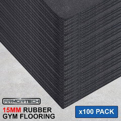 Armortech 100 Pack Black 15mm Rubber Gym Flooring Mats
