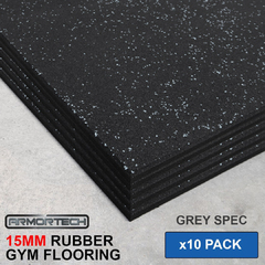 Armortech 10 pack Grey Rubber Gym Flooring Mats