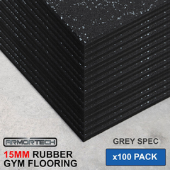 Armortech 100 pack Grey Rubber Gym Flooring Mats