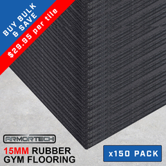 Armortech 150 pack Black Rubber Gym Flooring Mats