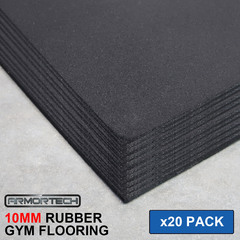 Armortech 20 Pack - Black 10mm Rubber Gym Flooring Mats