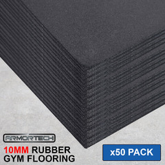 Armortech 50 Pack - Black 10mm Rubber Gym Flooring Mats