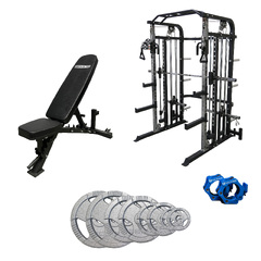 F10 Package ONE : FID377 Bench, & 100KG Hammertone Plates